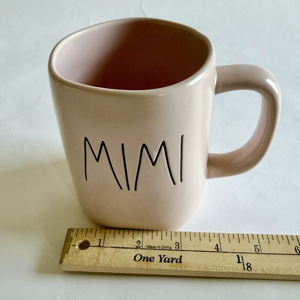 Rae Dunn MIMI Pale Pink Coffee Tea Mug Cup Ceramic Black Letters  Large 19 ounce - Picture 8 of 9